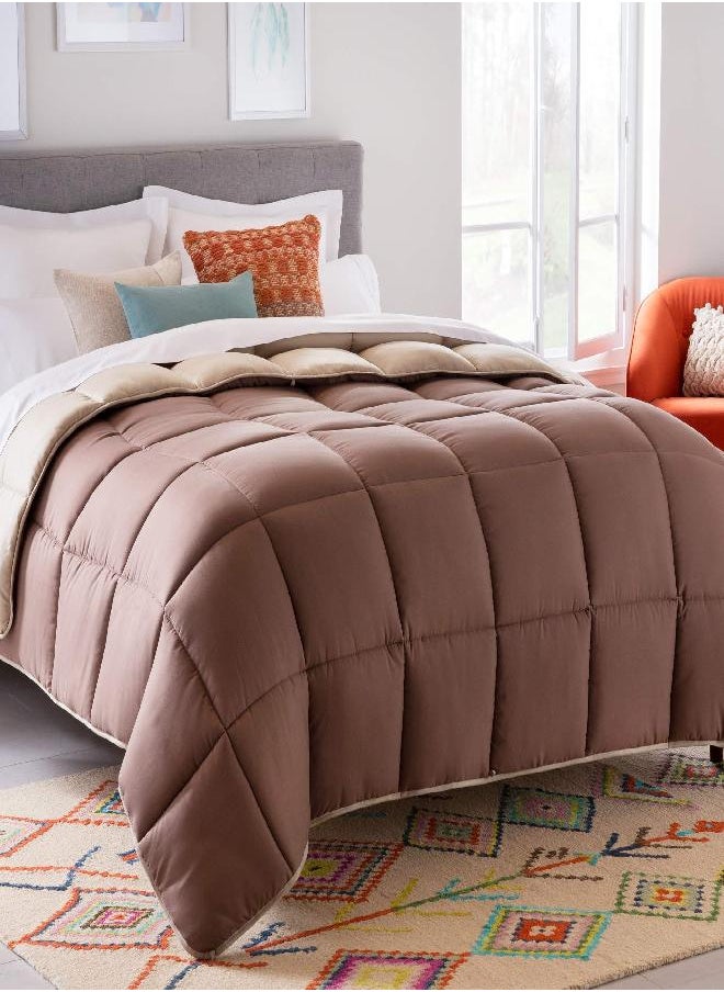 LINENSPA - Linenspa Comforter Duvet Insert Full Sand/Mocha Down Alternative All Season Microfiber-Full Size - Box Stitched - Image 1