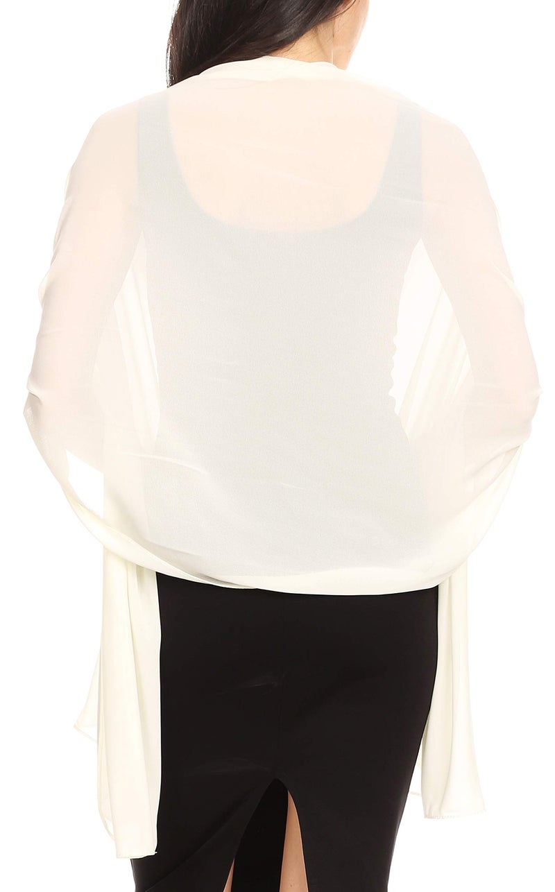 Sakkas ساكاس 18225 - جونا وشاح زفاف نسائي ناعم شفاف من الشيفون - عاجي - 7029 - Image 2