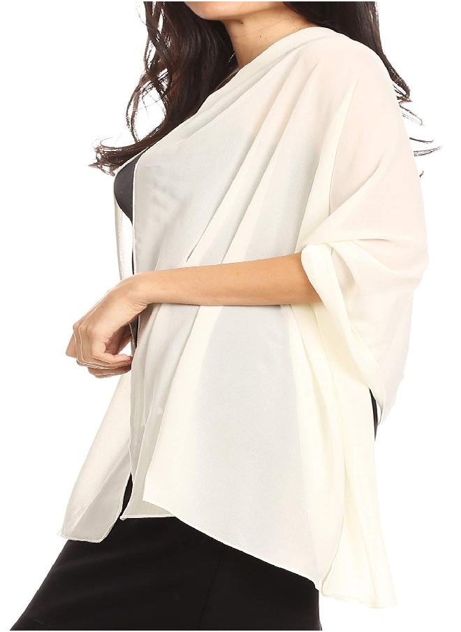 Sakkas Sakkas 18225 - Jona Women Soft Sheer Chiffon Bridal Wedding Evening Scarf Shawl Wrap Stole - Ivory - 7029  - Image 2