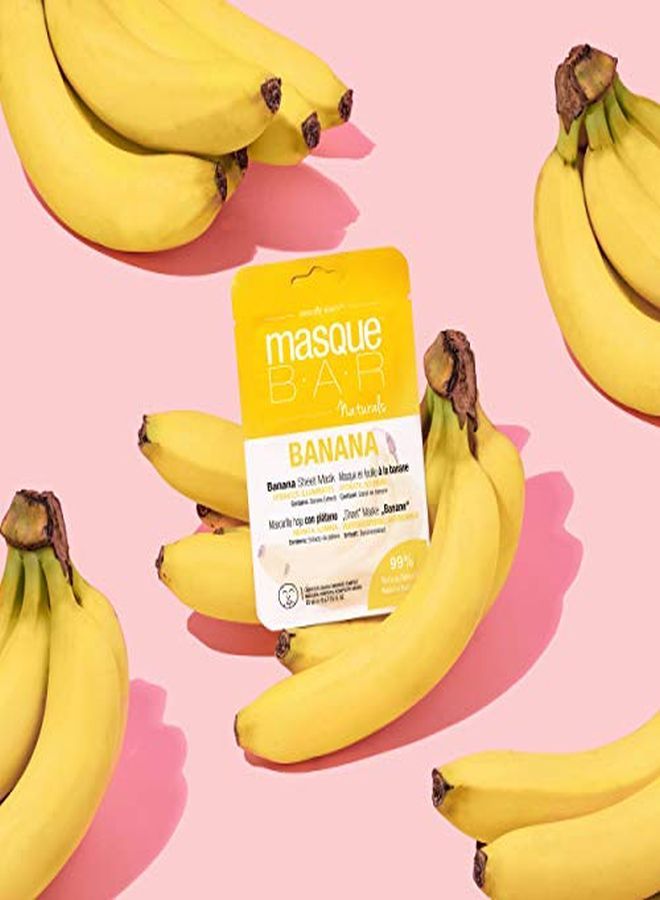 Naturals Banana Infused Facial Sheet Mask (6 Pack) All Natural Korean Beauty Face Skin Care Treatment Deeply Hydrates, Mosturizes Dry Skin, Softens, Illuminates & Enhances Skin Radiance