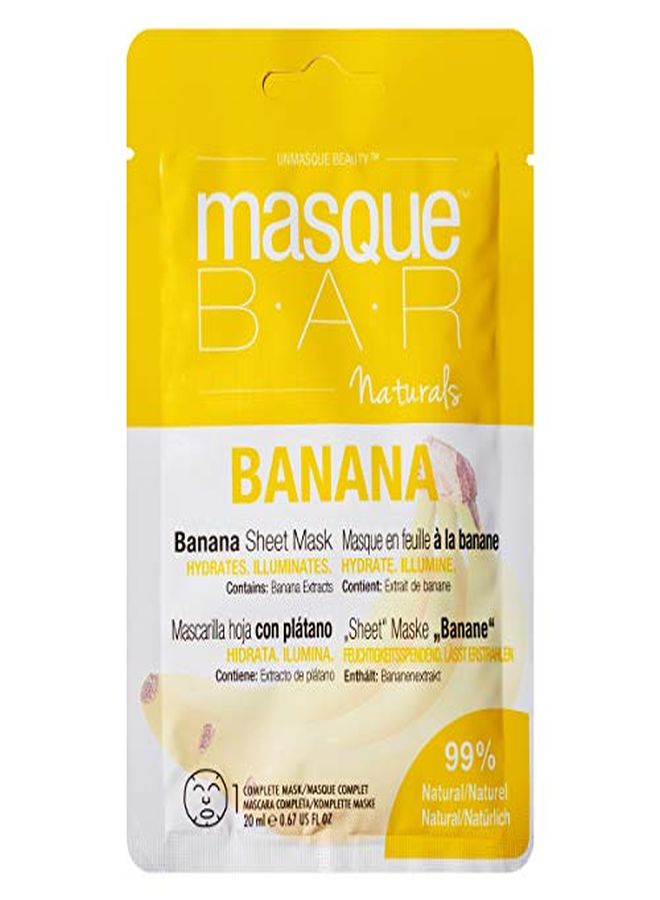 Naturals Banana Infused Facial Sheet Mask (6 Pack) All Natural Korean Beauty Face Skin Care Treatment Deeply Hydrates, Mosturizes Dry Skin, Softens, Illuminates & Enhances Skin Radiance