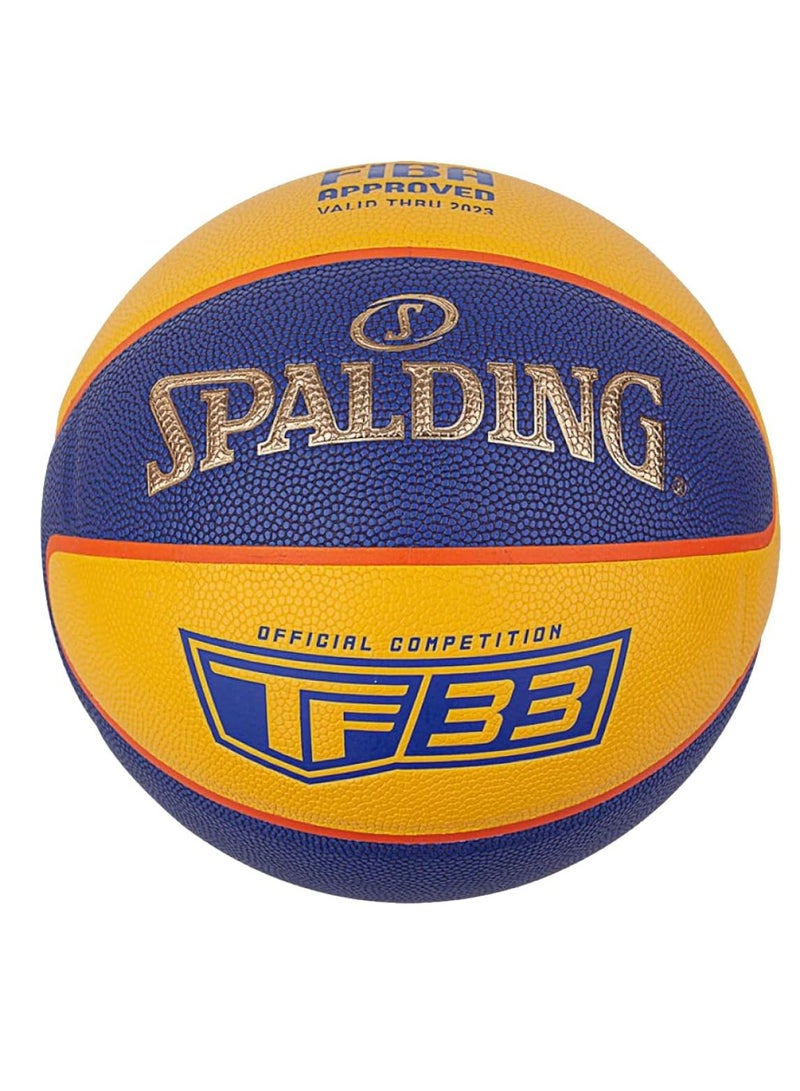 SPALDING 76862Z Basketball, Blue/Yellow, Size 6 – Indoor/Outdoor, Kids’ Size