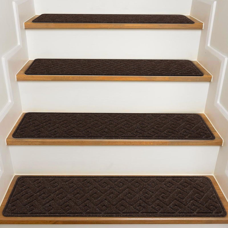 KOOTETA Stair Treads for Wooden Steps Indoor, 15 Pack 8" X 30" Non Slip Carpet Stair Treads with Reusable Adhesive for Kids Elders and Dogs, Surface Polyester TPR Backing Stair Rugs - Image 1