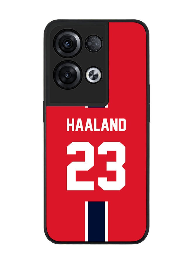 Stylizedd Rugged Black edge case for Oppo Reno8 Pro Slim fit Soft Case Flexible Rubber Edges Anti Drop TPU Gel Thin Cover - Football Team - Norway Player Name - Haaland - Image 1