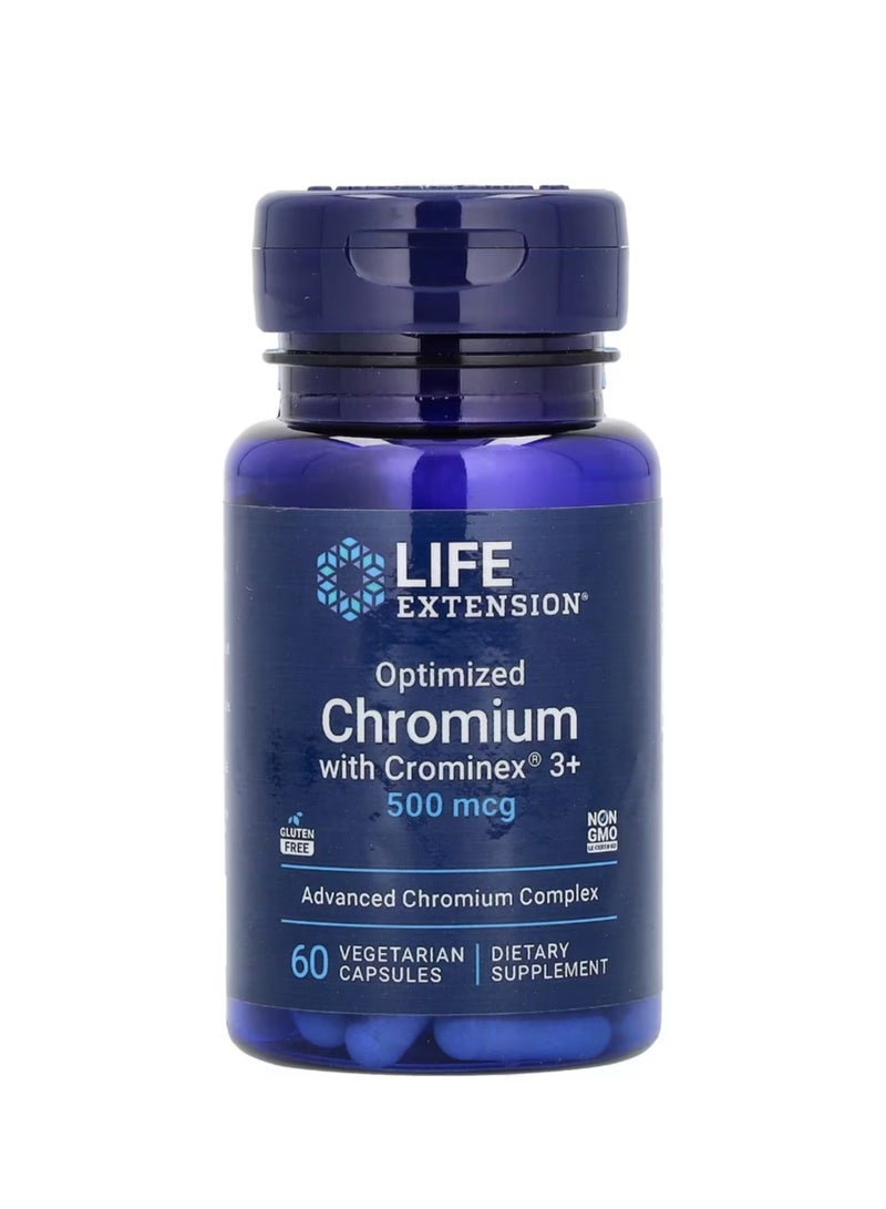 Life Extension Optimized Chromium with Crominex 3+ 500 mcg 60 Vegetarian Capsules  - Image 1