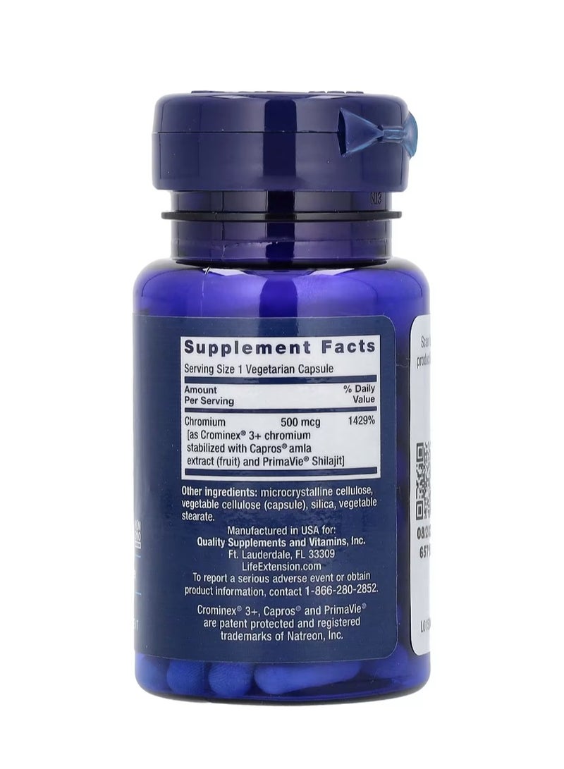 Life Extension Optimized Chromium with Crominex 3+ 500 mcg 60 Vegetarian Capsules  - Image 2