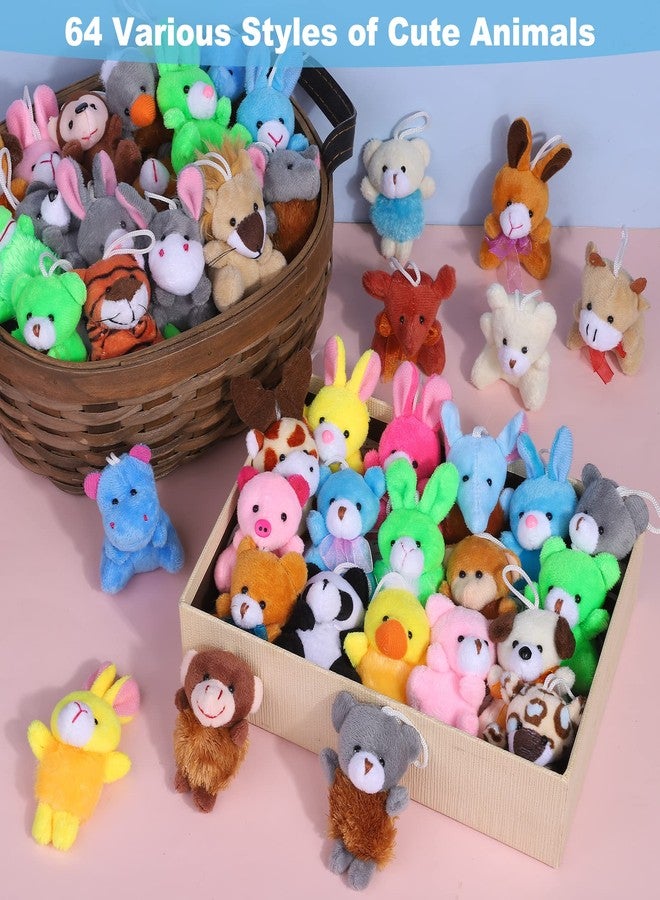Fovths 64 Pieces Mini Plush Animals Toys Set Cute Small Stuffed Animal Keychain Jungle Animal Decor Goodie Bag Basket Fillers for Birthday Christmas Party - Image 4