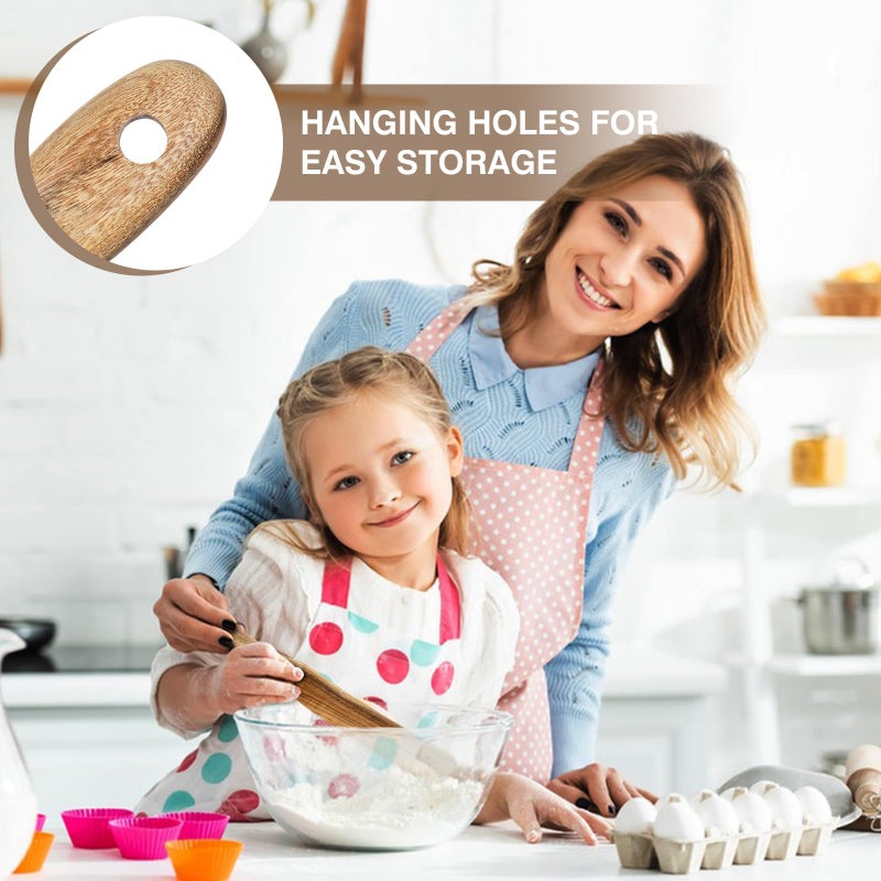 MYRAINBOW 2 Pack Spurtle for Sourdough Starter, Spreading, Cooking, Mixing, Reaching Bottom of Jar, Kitchen Utensils, Spurtles Kitchen Tools Wooden Kitchen Utensils for NonStick Cookware - Image 5