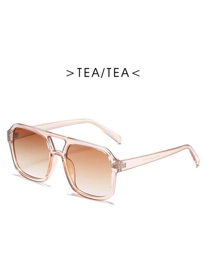 Korean Fashion Square Sunglasses Retro Unisex Light Tea Box Double Tablets