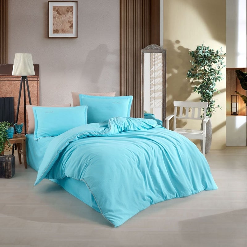 Hobby Twill Double Duvet Cover Set - Aqua - Image 1