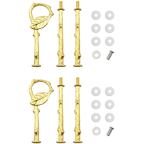 Ruiwaer 2PCS 3-Level Leaf-Shaped Cake Stand 3 Tier Cupcake Stand Hardware Handles with Screws and Flat Washers for Party Wedding Display Stand, Golden - Image 1