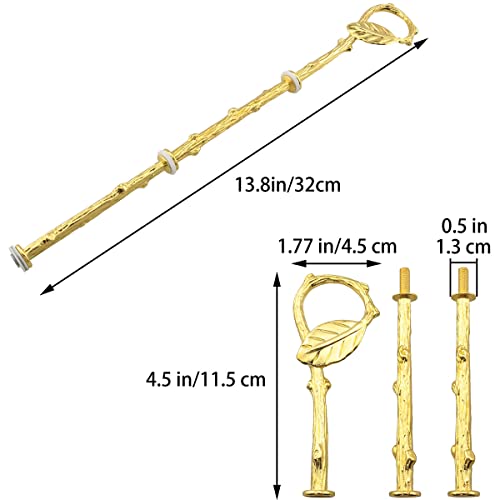 Ruiwaer 2PCS 3-Level Leaf-Shaped Cake Stand 3 Tier Cupcake Stand Hardware Handles with Screws and Flat Washers for Party Wedding Display Stand, Golden - Image 2