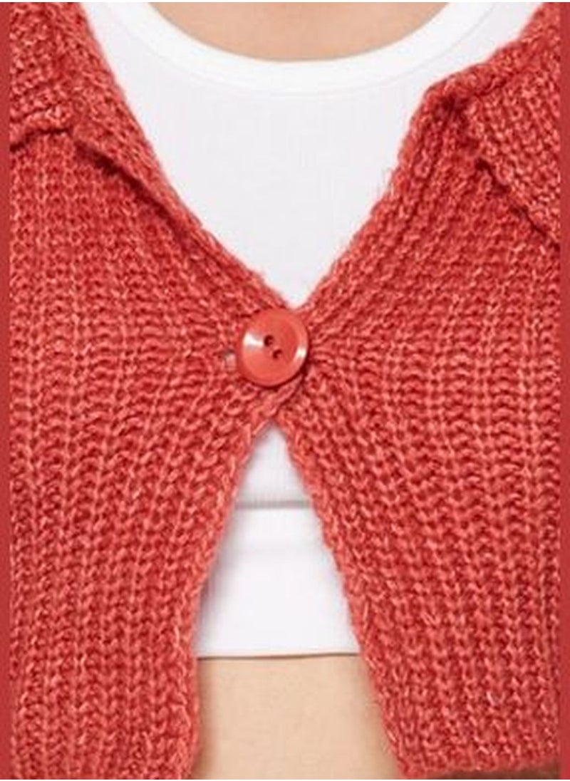 trendyol Dried Rose Crop Polo Neck Knitwear Cardigan TWOAW24HI00116  - Image 4