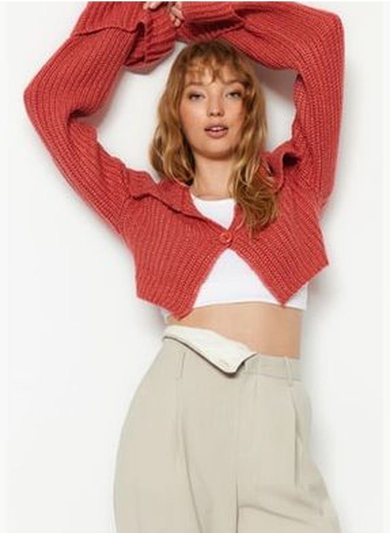 trendyol Dried Rose Crop Polo Neck Knitwear Cardigan TWOAW24HI00116  - Image 1