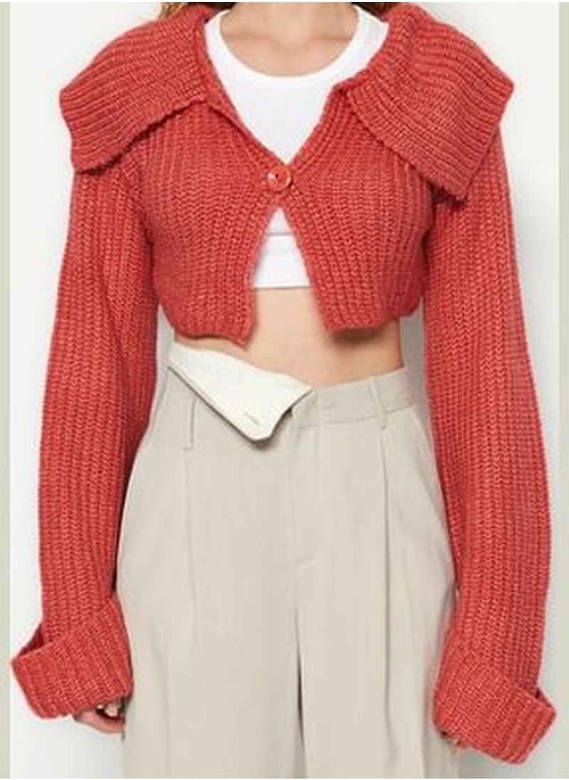 trendyol Dried Rose Crop Polo Neck Knitwear Cardigan TWOAW24HI00116  - Image 5