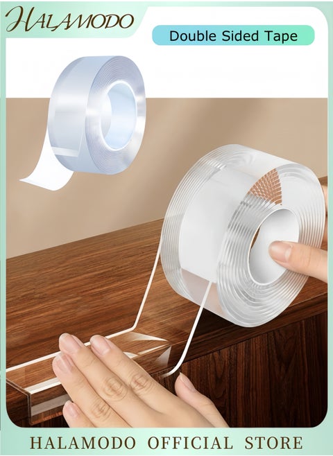 Double Sided Tape Heavy Duty Mounting Tape Multipurpose Removable Mounting Tape Reusable Strong Sticky Wall Tape Strips Transparent Tape Poster Carpet Tape for Paste Items