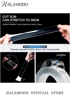 HALAMODO 2PCS Double Sided Tape Heavy Duty Mounting Tape Multipurpose Removable Mounting Tape Reusable Strong Sticky Wall Tape Strips Transparent Tape Poster Carpet Tape for Paste Items  - Image 4