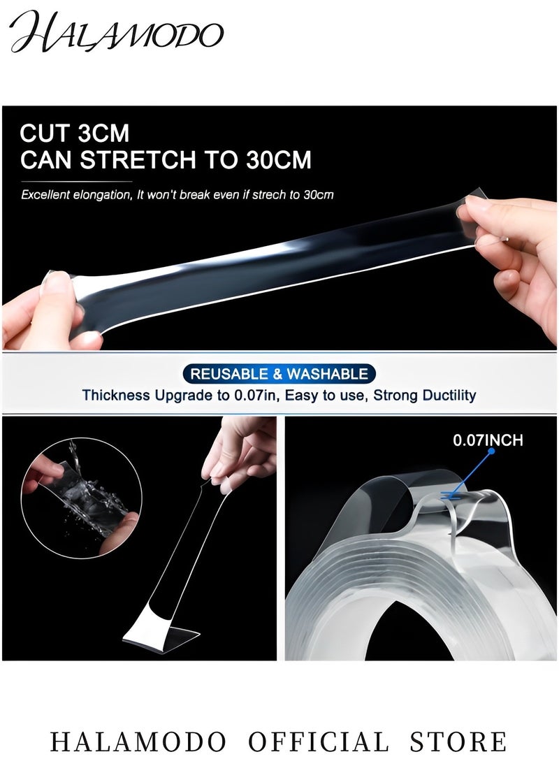 Double Sided Tape Heavy Duty Mounting Tape Multipurpose Removable Mounting Tape Reusable Strong Sticky Wall Tape Strips Transparent Tape Poster Carpet Tape for Paste Items