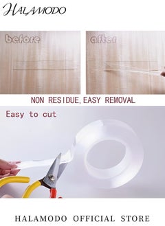 HALAMODO 2PCS Double Sided Tape Heavy Duty Mounting Tape Multipurpose Removable Mounting Tape Reusable Strong Sticky Wall Tape Strips Transparent Tape Poster Carpet Tape for Paste Items  - Image 5