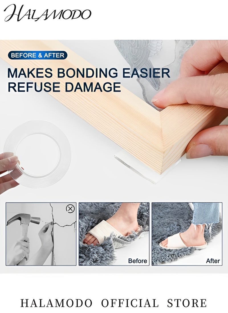 Double Sided Tape Heavy Duty Mounting Tape Multipurpose Removable Mounting Tape Reusable Strong Sticky Wall Tape Strips Transparent Tape Poster Carpet Tape for Paste Items