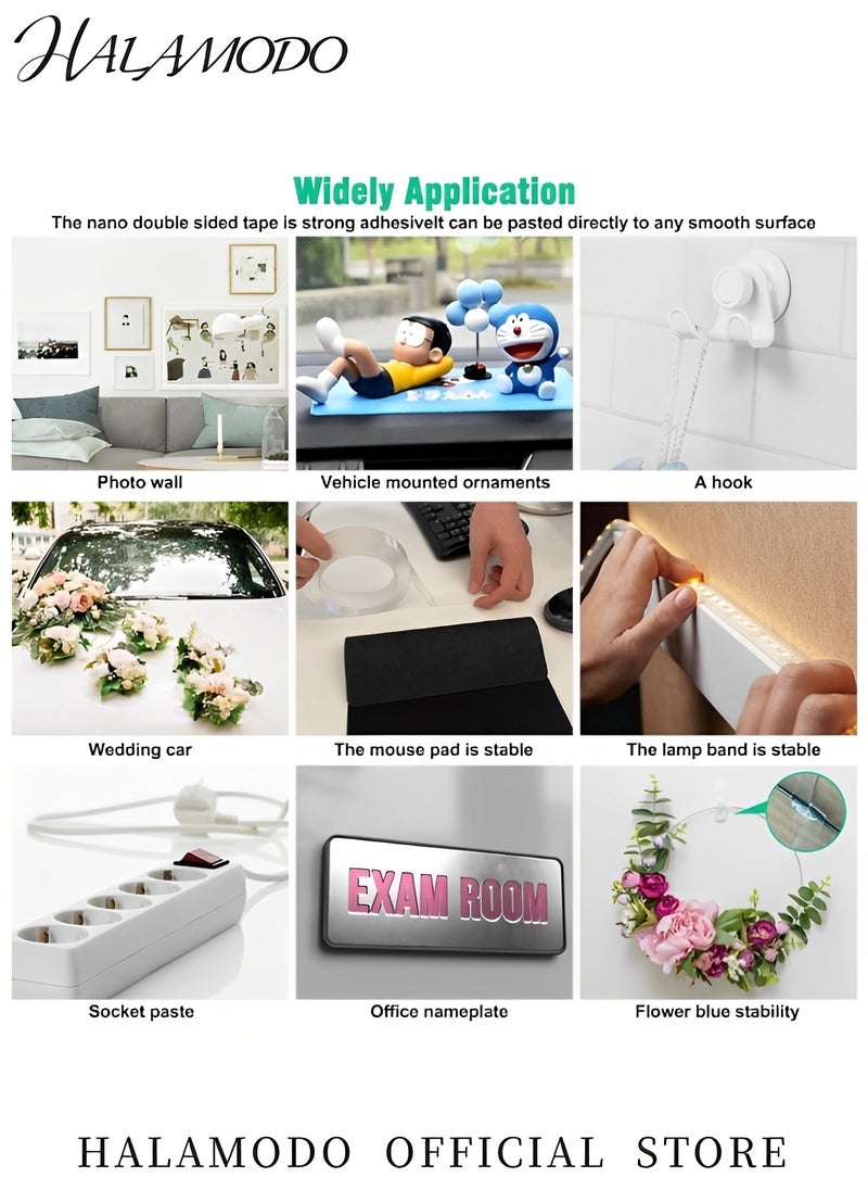 Double Sided Tape Heavy Duty Mounting Tape Multipurpose Removable Mounting Tape Reusable Strong Sticky Wall Tape Strips Transparent Tape Poster Carpet Tape for Paste Items
