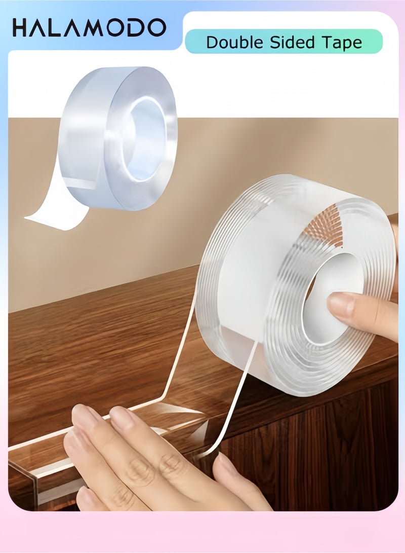 Double Sided Tape Heavy Duty Mounting Tape Multipurpose Removable Mounting Tape Reusable Strong Sticky Wall Tape Strips Transparent Tape Poster Carpet Tape for Paste Items - Image 1