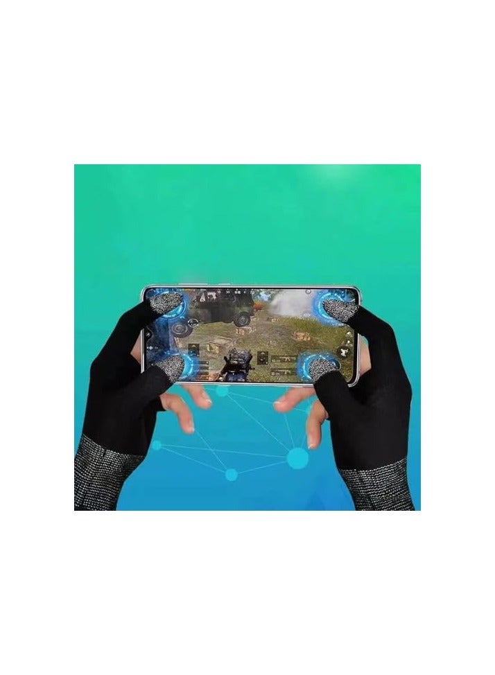 الأزرق جي دبليو قفازات لعبة ببجي موبايل، قفازات شاشة تعمل باللمس، أطراف أصابع من الألياف الموصلة، مقاومة للعرق، غير قابلة للانزلاق، فائقة - Image 4