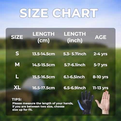 AIGEVTURE Golf Gloves Kids Junior Toddlers Left Hand Children's Premium Youth Golf Gloves Boys Girls Black Medium,Age5-7 - Image 3