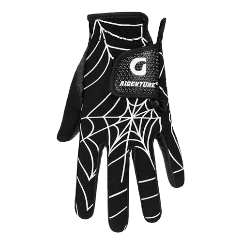 AIGEVTURE Golf Gloves Kids Junior Toddlers Left Hand Children's Premium Youth Golf Gloves Boys Girls Black Medium,Age5-7 - Image 1