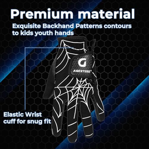 AIGEVTURE Golf Gloves Kids Junior Toddlers Left Hand Children's Premium Youth Golf Gloves Boys Girls Black Medium,Age5-7 - Image 4
