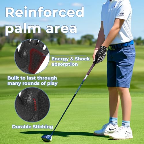 AIGEVTURE Golf Gloves Kids Junior Toddlers Left Hand Children's Premium Youth Golf Gloves Boys Girls Black Medium,Age5-7 - Image 5