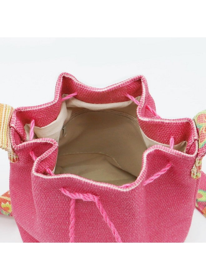 QTKJ Canvas Pink Tote Bag, Crossbody Bags for Women, Bohemian Shoulder Straps, Large Capacity Travel Handbag for Vacation & Daily Use - Image 3