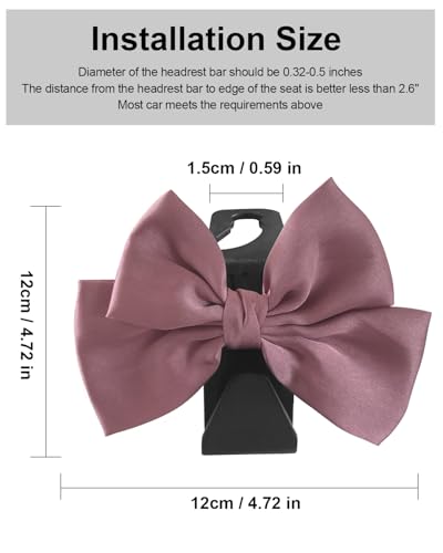BVGACI 2 Pack Car Purse Hooks, Cute Bow Car Seat Headrest Hook Hanger for Purses and Bags (Leather pink) - Image 4