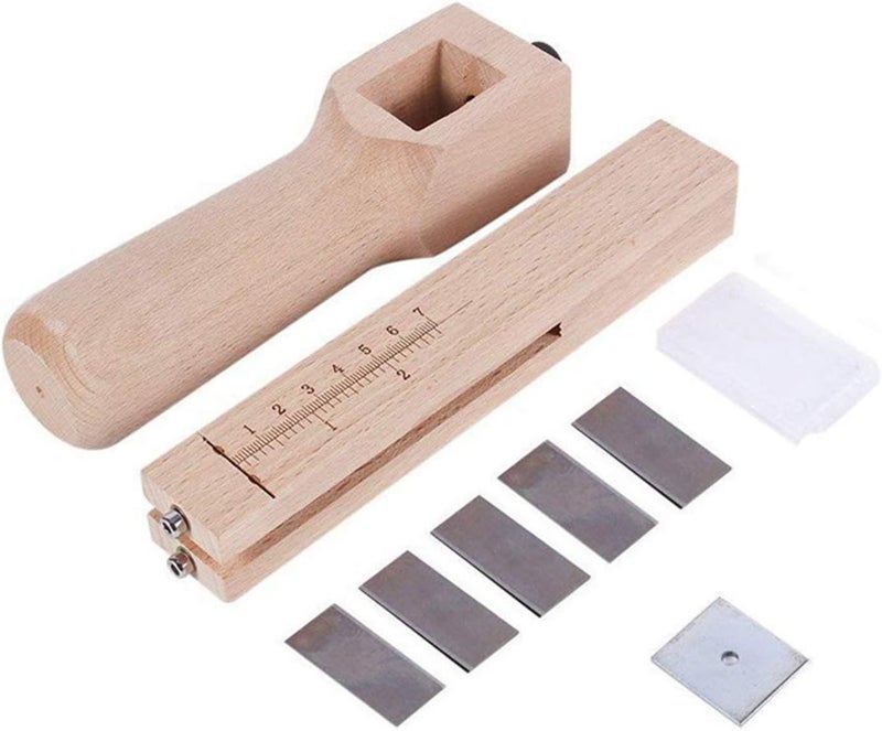 woobles Adjustable Wooden Leather Cutter Strap Belt Cutter DIY Craft Tool with Five Blades Design for Any Thickness Leather Cutting - Image 3