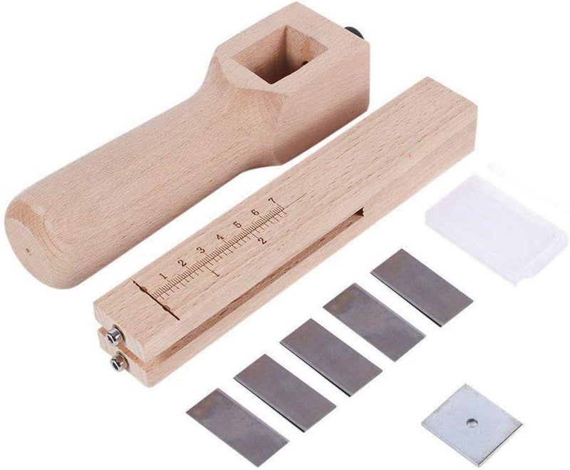 woobles Adjustable Wooden Leather Cutter Strap Belt Cutter DIY Craft Tool with Five Blades Design for Any Thickness Leather Cutting - Image 1