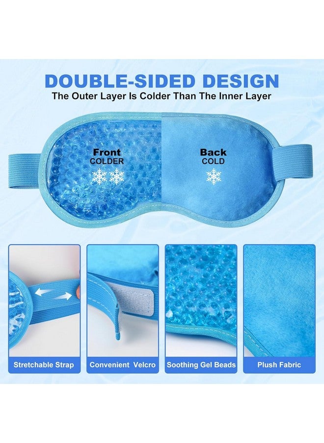 RUNMAY Polyester Eye Mask Cooling Gel With Beads For Dark Circles, Dry Eyes, Cooling Eyes, Redness, Eye Patches Eye Cooling Gel Pad Stretchable With Sleeping Mask Eye Relaxing For Women&Men -Blue - Image 3