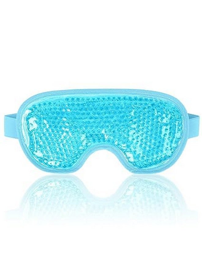 RUNMAY Polyester Eye Mask Cooling Gel With Beads For Dark Circles, Dry Eyes, Cooling Eyes, Redness, Eye Patches Eye Cooling Gel Pad Stretchable With Sleeping Mask Eye Relaxing For Women&Men -Blue - Image 1