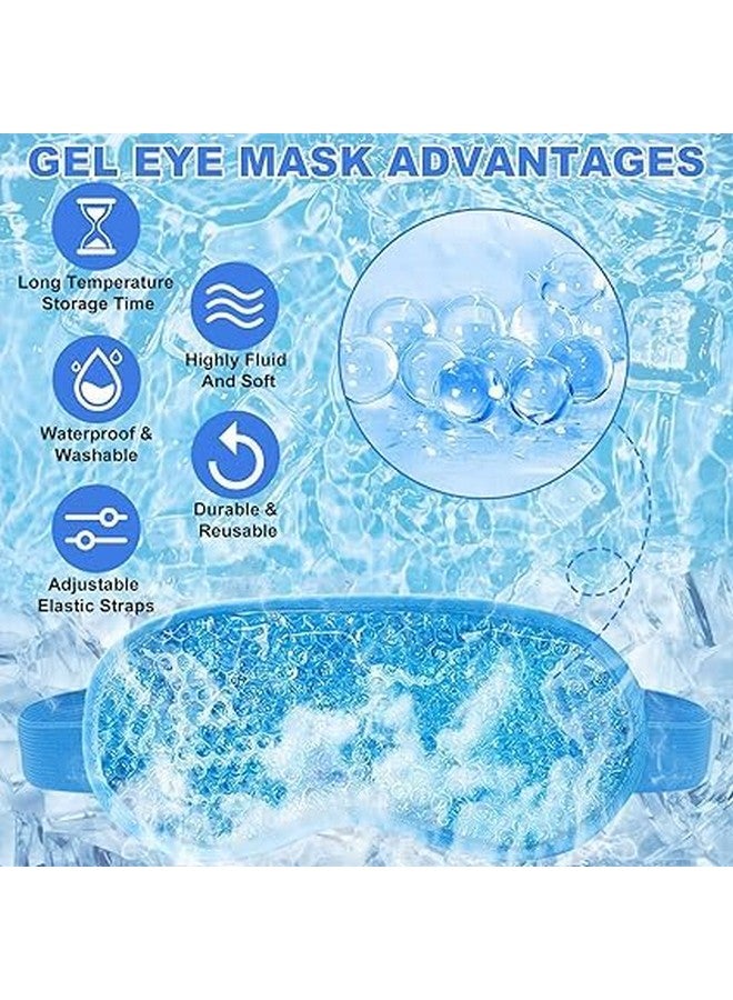 RUNMAY Polyester Eye Mask Cooling Gel With Beads For Dark Circles, Dry Eyes, Cooling Eyes, Redness, Eye Patches Eye Cooling Gel Pad Stretchable With Sleeping Mask Eye Relaxing For Women&Men -Blue - Image 4