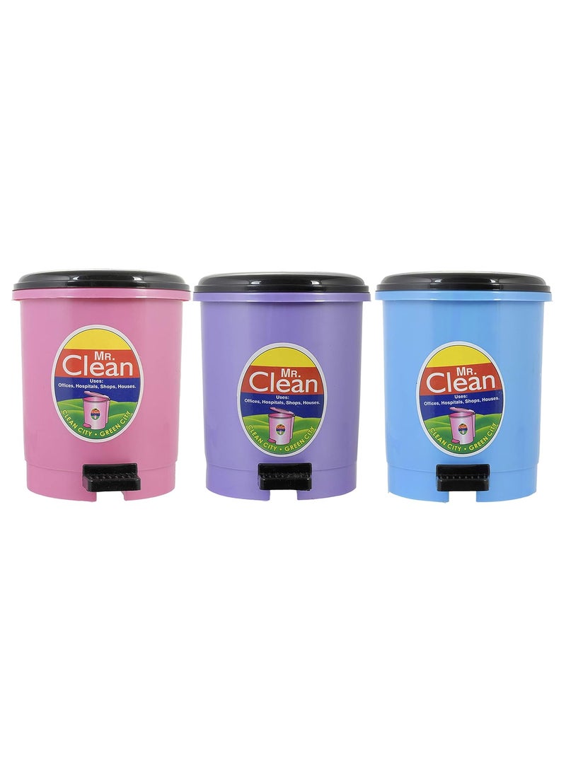 Kuber Industries Kuber Industries 3 Pieces Table Top Desk Garbage Dustbin Trash for Office Home Work Place 2 LTRPink Blue PurpleKUBMART10358  - Image 1