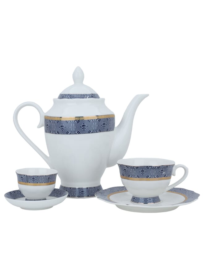 السيف غاليري طقم سفرة بورسلان دائري أبيض بخط ذهبي 65 قطعة - Image 2