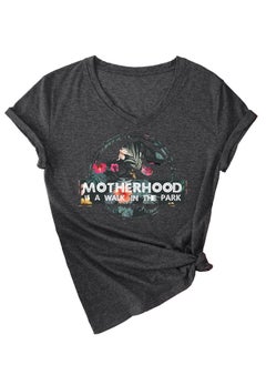 New MOTHERHOOD V-Neck Fashion Womens Tee 3812-black Heather Gray (color picture)