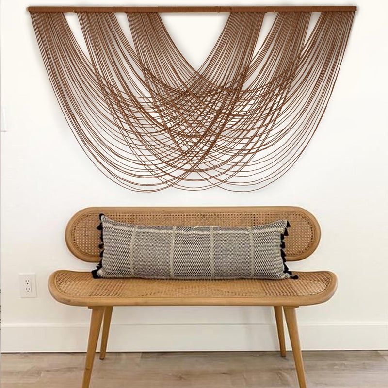 Flber Large Macrame Wall Hanging Brown Die-Dyed 59.00" W x 31.00" L Boho Wall Decor Yarn Tapestry Craftsmanship Home Macrame Wall Decor - Image 2
