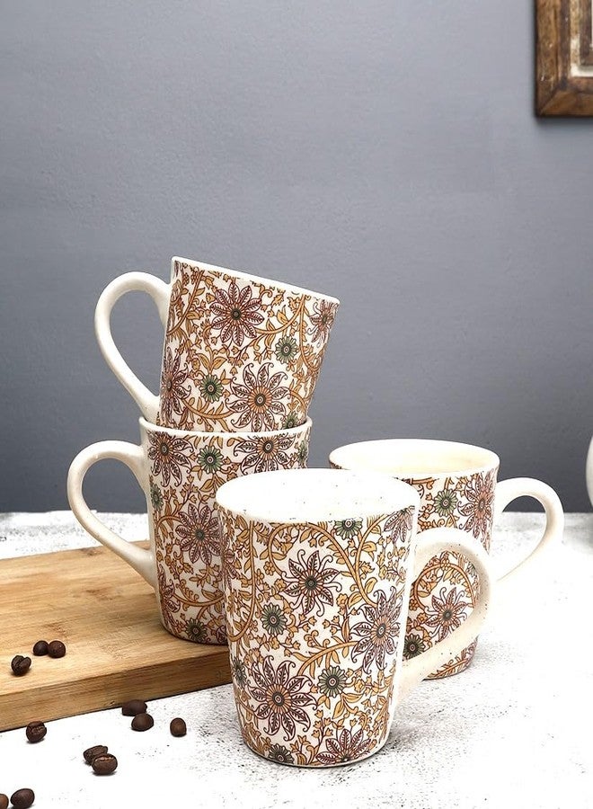 miah decor طقم أكواب قهوة سيراميك ذهبي بني مصنوع يدويًا من MIAH Decor، 4 قطع | هدية مثالية للأصدقاء والعائلة في أعياد الميلاد والذكرى السنوية | 300 مل | أكواب قهوة سيراميك آمنة للاستخدام في الميكروويف وغسالة الصحون، طقم أكواب شاي سيراميك - Image 1
