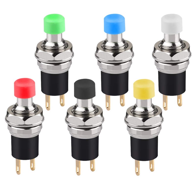 DIYhz 6 قطع مفتاح دفع نوع لاتيشن SPST ذات قفل ذاتي ON/Off 250V/3A 6 ألوان - Image 1