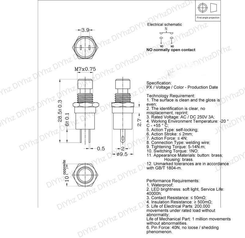 DIYhz 6 قطع مفتاح دفع نوع لاتيشن SPST ذات قفل ذاتي ON/Off 250V/3A 6 ألوان - Image 5