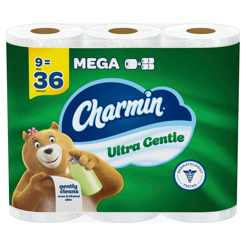 Charmin Ultra Gentle Toilet Paper, 9 Mega Rolls, 231 Sheets Per Roll - Image 1