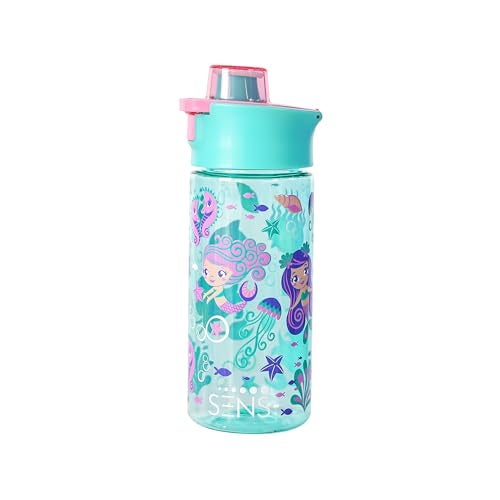SENS AquaFun kids Water Bottle with easy push button, Food grade, leak proof & BPA free, school & Picnic Bottle | Boys & Girls| 420ml | Mermaid - Image 1