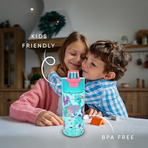 SENS AquaFun kids Water Bottle with easy push button, Food grade, leak proof & BPA free, school & Picnic Bottle | Boys & Girls| 420ml | Mermaid - Image 5
