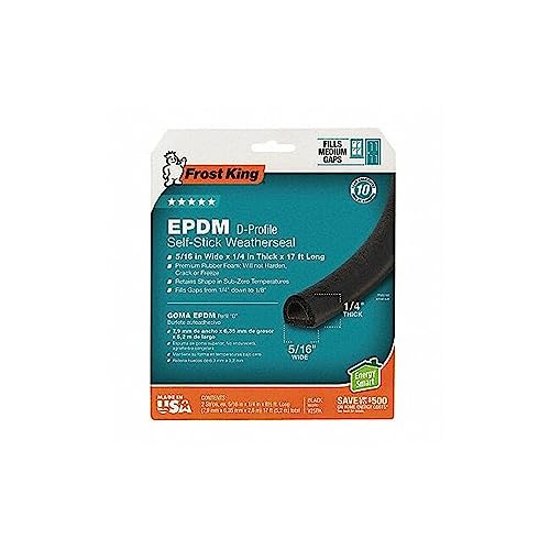 Frost King EPDM Rubber Self-Stick Weatherseal Tape, D-Section, 5/16" W, 1/4" T, 17 ft L, Black - Image 4