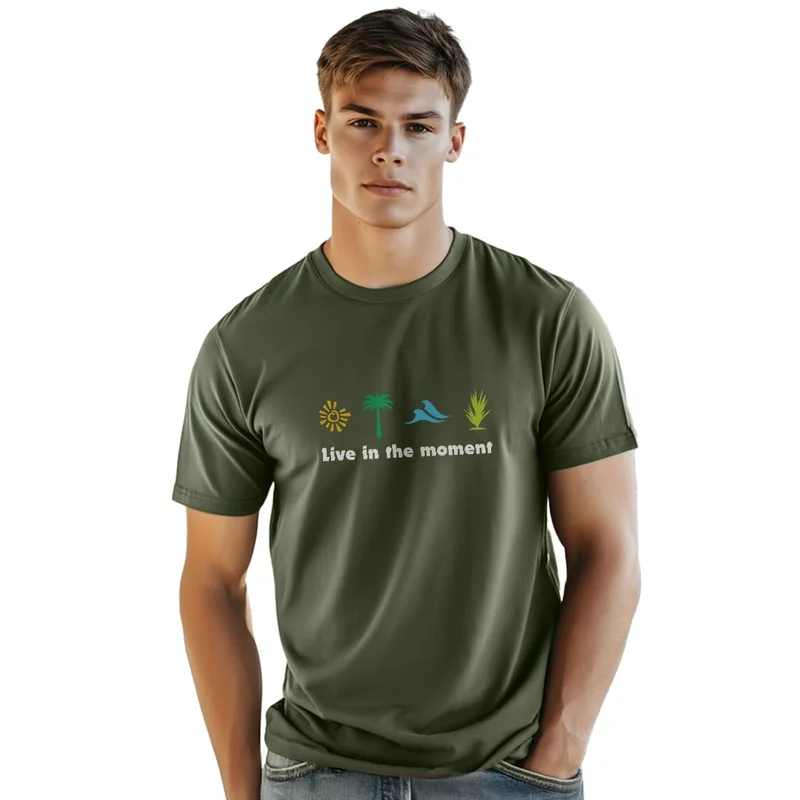 NOBERO Men's Olive Green Graphic T-Shirt for Men